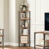 HOOBRO Corner Shelf, Storage Shelving Unit, Corner Bookcase, 5-Tier Freestanding Bookcase for Living Room, Bedroom, Office, Rustic Brown EBF33CJ0