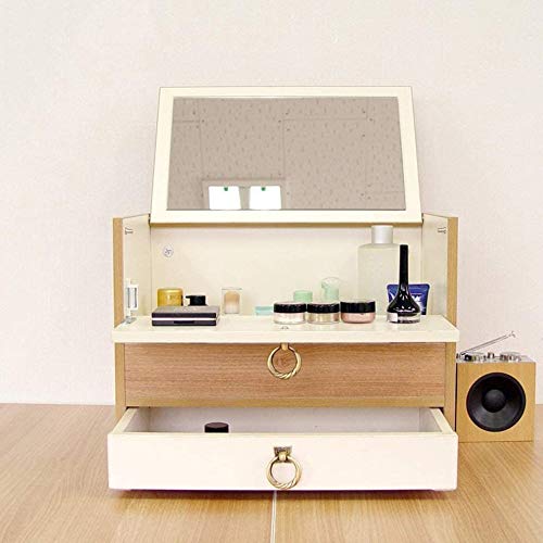 DINGZZ Tatami Mini Bay Window Dressing Table Small Apartment Wood Cosmetic Case Small Portable Organizer Makeup Case