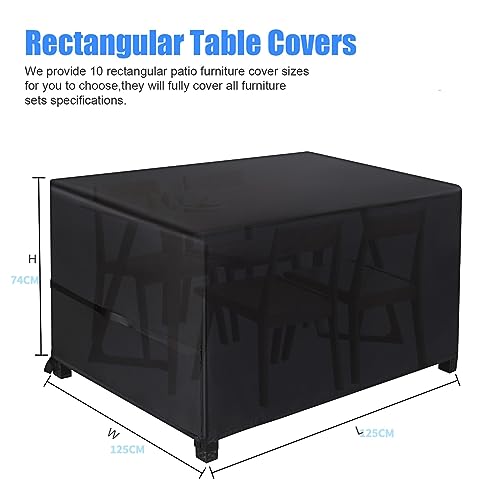 Callni Garden Furniture Covers with Side Tightening Strap, Windproof, Waterproof 420D Oxford Fabric, Patio Table Cover For Outside Chairs Sofa St