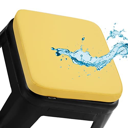 BUYUE Enhanced Anti-Slip Magnetic Bar Stool Cushion 1 Piece, Luxury PU Leather Waterproof Small Seat Cushion for Café Bistro Stackable Metal Stoo