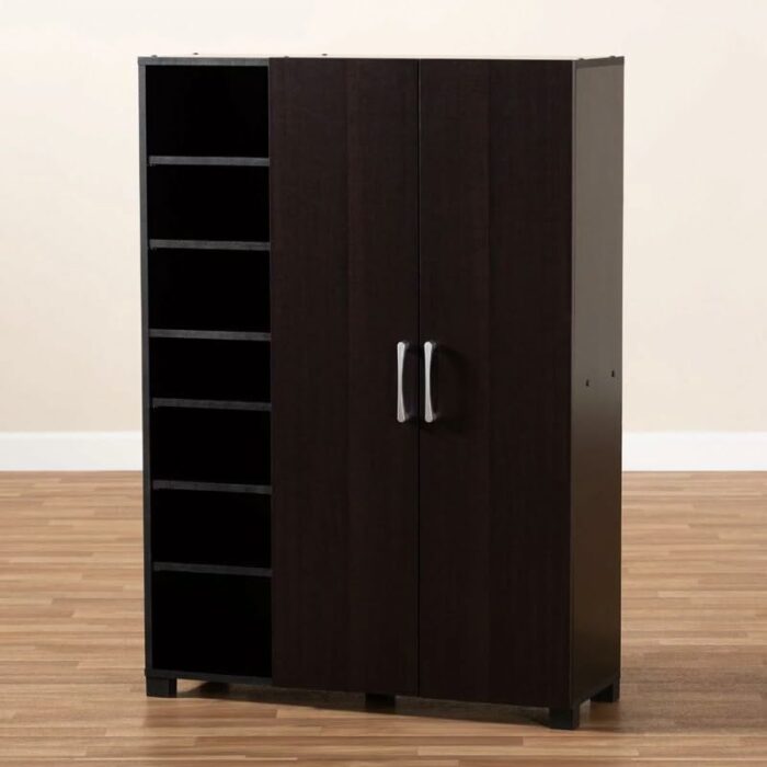 SDFGH Hallway Furniture and Shoes Storage 2 Door Entryway Shoe Storage Cabinet with Open Shelves