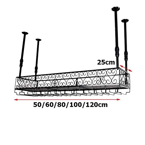 PIBM Stylish Simplicity Wine Rack Wine Rack Adjustable Height, Ceiling Mounted Hanging Wine Bottle Holder Metal Iron Wine Glass Holder High Cup H