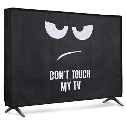 kwmobile Dust Cover for 24" TV - Flat Screen TV Protector - Don't Touch My TV White/Black