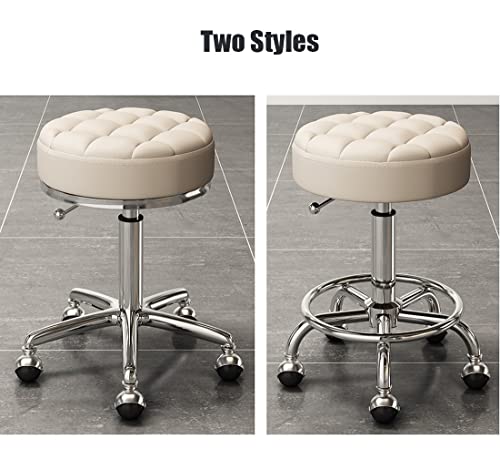 AANAN Stools,Beauty Stool Rolling Stool, Comfortable Swivel Stool on Wheels, Heavy Duty Hydraulic Metal Stool with Rod for Salon, Massage, Clinic
