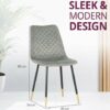 Hallowood Furniture Finley Upholstered Dining Chairs - Set of 2 Dining Chair Grey Velvet Fabric Padded Seat with Sturdy Black Metal Legs - Chairs