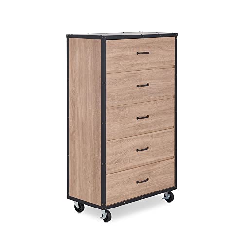 FGHOEV Chest In Weathered Light Oak Chest Of Drawers Suitable For Bedroom Living Room