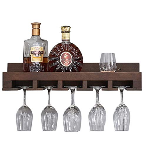 Wall Mount The Wine Glass Hanging Rack Kitchen or dininghanging Wine Shelf Timber Frame Walnut color23.6x10.6x4.7inches Decorative wine rack