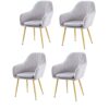 dining chair Set Of 4 Soft Seat And Back Velvet Living Room Chairs Sturdy Metal Legs Kitchen Chairs Reception Chair (Color : Dark green)