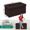 YITAHOME Storage Ottoman,Tufted Faux Leather Foldable Bench,Holds up to 300 kg,Footstool Storage Box with Lids for Kids Toys, Bedroom, Hallway, L
