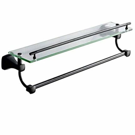 RSOCHS Stainless Steel Towel Towel Rack - Bathroom Pendant Double Bathroom Glass Shelf（50×19.5cm）