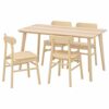 Ikea RÖNNINGE/LISABO table and 4 chairs, 140x78 cm, ash veneer/birch