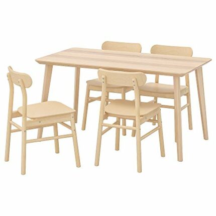 Ikea RÖNNINGE/LISABO table and 4 chairs, 140x78 cm, ash veneer/birch