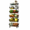 DBromanticArt 6-Tier Fruit Storage Basket Metal Fruit Bowl Detachable Multifunctional Holder Stand Storage Baskets Rolling Utility Cart for Kitch