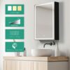 KWW 50 x 70 cm LED Lighted Bathroom Medicine Cabinet with Mirror, Defogger, Dimmer, 3 Color Light Makeup Mirror, Outlets & USBs, Easy to Install,