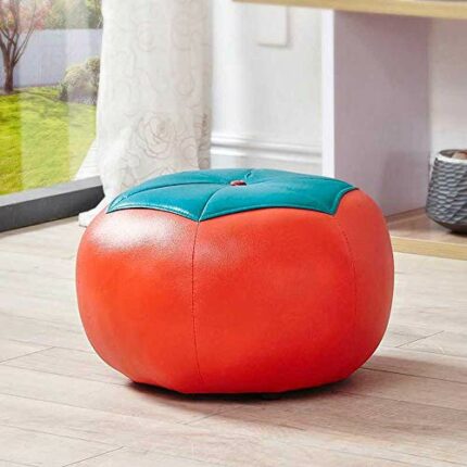 LUKEO Leather Sofa Stool, Creative Low Stool, Shoe Changing Stool, Coffee Table, Foot Stool, Small Household Leather Stool