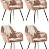 dining chair Dining Chairs Set - Corner Kitchen Counter Chairs, Dining Chairs Kitchen Chairs Set of 4 Living Room Side Sofa Chairs with Flannel F