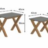 Amazon Brand - Movian Rectangular Nest of Tables, Natural Solid Oak Legs and Grey Color Painted Top, 60 cm x 43 cm x 44.8 cm / 42 cm x 43 cm x 36
