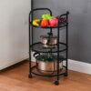 YXBDN 3 Layer Movable Kitchen Storage Rack Carbon Steel Bathroom Shelf With Wheels Space Saving Trolley Tools (Color : A, Size : 1pcs)
