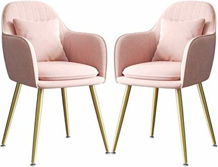 Modern Kitchen Dining Room Chairs Set Of 2 Velvet Dining Chair Kitchen Counter Lounge Living Room Corner Chair Metal Legs with Armrests & Backres