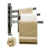 Self Adhesive Swivel Towel Rail Wall Mounted Towel Rack Holder with 3 Swivel Bars 180° Rotatable Bathroom Towel Holder | 2 Installation Methods D