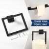 Sieral 9 Pcs Bathroom Hardware Accessories Set Matte Black Towel Bar Set Stainless Steel Bathroom Towel Rack Wall Mounted Black Towel Holder Bath