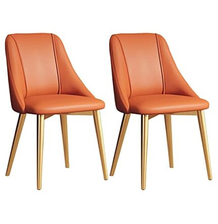 Kitchen Dining Room Furniture Chairs Kitchen Dining Chairs Set Of 2 Modern Water Proof PU Leather Living Room Chairs with Metal Legs and Backrest