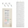 24 Pockets Hanging Organiser Over Door White Black, Foldable Closet Door Shoe Rack Holder, Narrow Wardrobe Shoe Hanger with 3 Metal Hook, Hanging