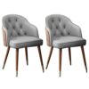 Faux Leather Upholstered Chair, Set of 2 Mid Century Modern Orange Dining Chairs with Walnut Wood Frame Accent Chair for Kitchen Dining Living Ro