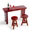 1:12 Mini Wooden House Furniture Miniature Pub Mini Bar Counter Table Chair Miniature Red Wine Glass for Mini House Decor