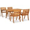 WODMB 5 Piece Garden Dining Set Solid Acacia Wood Outdoor Space with this Wooden Garden Dining Set (Color : A, Size : One size)