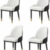 dining chair Kitchen Dining Room Furniture Chairs Pu Leather Dining Chairs Set Of 4 Modern Kitchen Side Chairs With Metal Feet Waterproof Oilproo