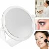 Lisseau Double Sided Small Vanity Rotation Bathroom Mirror for Travel, Makeup, Eyebrows, Shaving - 10cm 1x / 3x Magnification - with 360° Transpa