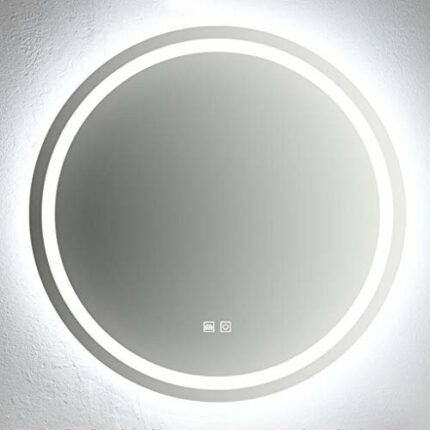 Bathroom mirror LED Round Frameless Wall-Mounted Smart Mirror Simple Vanity Mirror White Light High-Definition Explosion-Proof Silver Mirror with