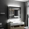 Tokvon® Galaxy Bathroom Mirror Cabinet with LED light Wall Mounted with dual plug shaver socket Anti-fog Demister Adjustable Dimmer 650 x 600mm A