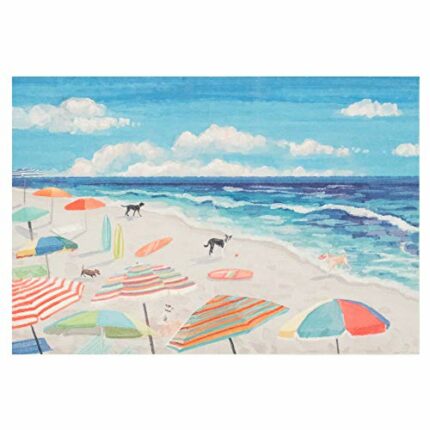 Liora Manne ILU34330904 Illusions Dog Beach Indoor/Outdoor Mat Ocean 29"X49" area-rugs, 2'5" x 4'1"
