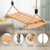 Wooden Swing Seat For Children And Adults,Garden Swing Seat With Adjustable Hemp Rope, Swing Seat For Garden Yard Indoor Outdoor Use Up To 100 Kg