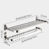 48cm Wall-Mounted Towel Rack Towel Rail Double-Layer Stainless Steel With Five Hooks For Bathroom Kitchen Hotel Office
