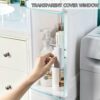 OPSREY Bathroom Little Cabinet, with Drawers and Clear Storage Doors with Wheels Narrow Storage Drawer Cart Narrow Slim Floor Cabinet Side Organi
