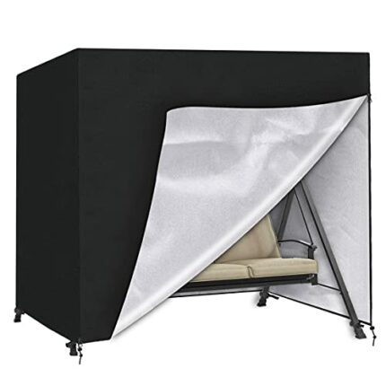 SanGlory 3 Seater Garden Swing Cover Heavy Duty Oxford Fabric Outdoor Hammock Cover with Buckles and Zips, Waterproof, Windproof, Anti-UV, Rip Pr
