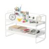 Desk storage rack, desk organiser, multipurpose bookcase for office, home, desktop display shelf, desk stand, bookcase (white shelf, white board,