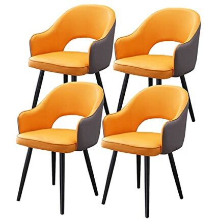 dining chair Kitchen Dining Room Furniture Chairs Kitchen Dining Chairs Set Of 4 Modern PU Leather Hollow Out Back Padded Soft Seat Living Room C
