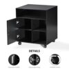 FITUEYES Printer Stand with Wheels, Black Wood Printer Table under Desk Storage, Desk Side Mobile Filling Cabinet 3 Open 2 Closed Storage for Hom