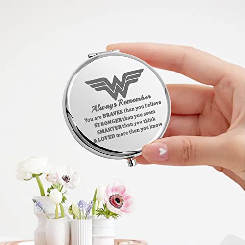 KEYCHIN Heroine Pocket Mirror Diana Fans Gift You are Braver Stronger Smarter Than You Think Heroine Compact Mirror for Women Girls (Heroine Mirr