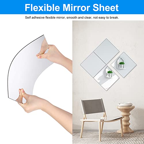 EEEKit 4 Pack Full Length Mirrors Tiles, Acrylic Wall Mounted Mirrors,2mm Thick Acrylic Stick on Wall Mirrors Sheets for Baby Kids Playroom,Bathr
