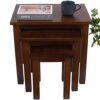 Aurotrice OAK Solid Nest of 3 Tables Coffee Table Small Wooden Side/End/Lamp Walnut Nesting Tables for Living Room
