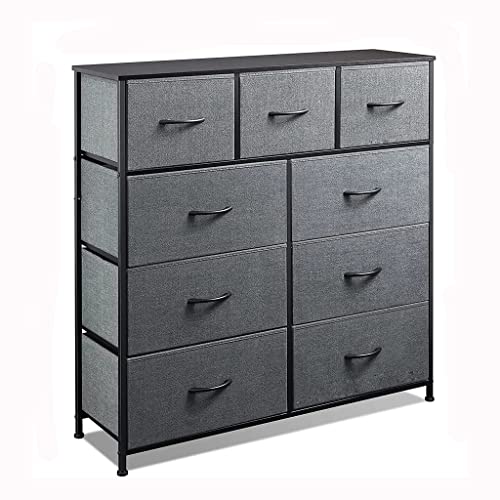 LIUZH 9-Drawer Dresser Fabric Storage Tower For Bedroom Nursery Entryway Closets Tall Chest Organizer Unit With Steel Frame