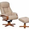 GFA The Nice - Elegant Fabric Swivel Recliner Chair And Matching Footstool In Dune