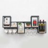 Wine Bottle Racks Wall-Mounted | Wood Metal Wine Glass Holder |Suspended Wine Goblet Stemware Holder |Wine Shelfing Storage Unit Shelves