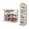 XLXXJYBXZ 8 Tier Narrow Shoe Storage Free Standing Shoe Rack for Small Room Stackable Shoe Organizer for Closet Plastic Vertical Shoe Holder for