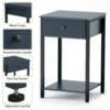 Ecoprsio Nightstand Set of 2 Modern End Table Side Table with Drawer and Storage Shelf Wood Night Stand Dark Blue Bedside Table for Bedroom, Livi